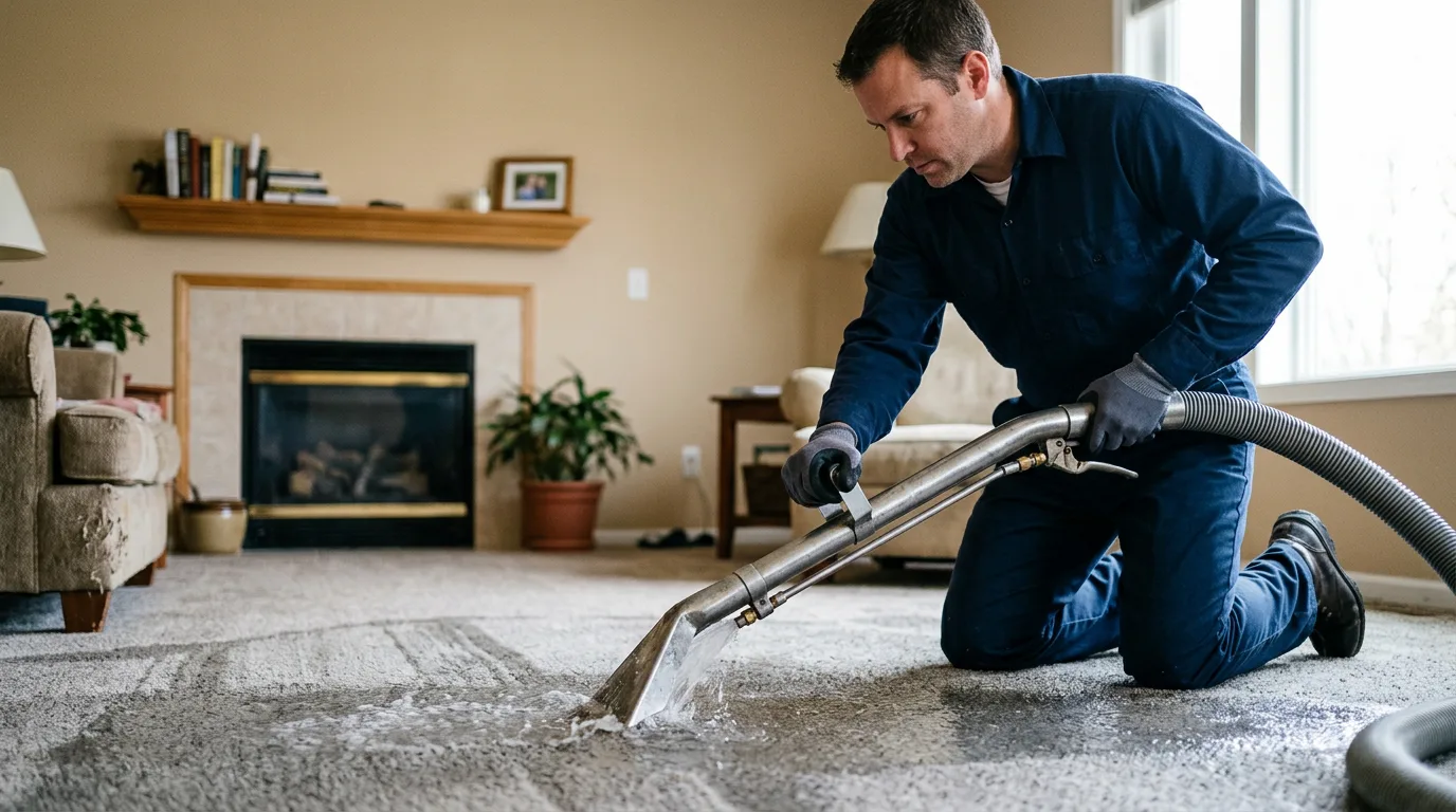 Water damage restoration technician working near Kiel, WI